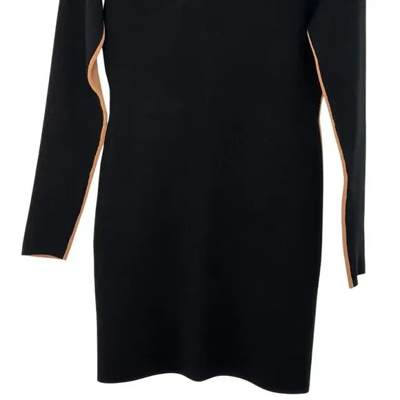 Diane Von Furstenberg Small Merino Wool Blend Sweater Dress Tan Black Colorblock - Picture 7 of 11